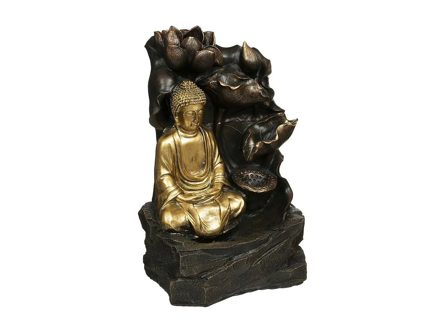 Fontaine & Bouddha Déco "Kalyani" 39cm Noir & Or