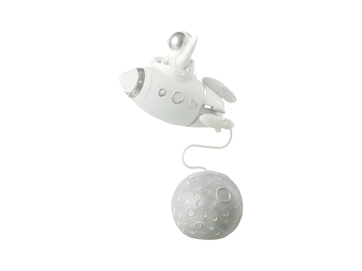 Statuette Déco "Fusée Astronaute" 22cm Blanc