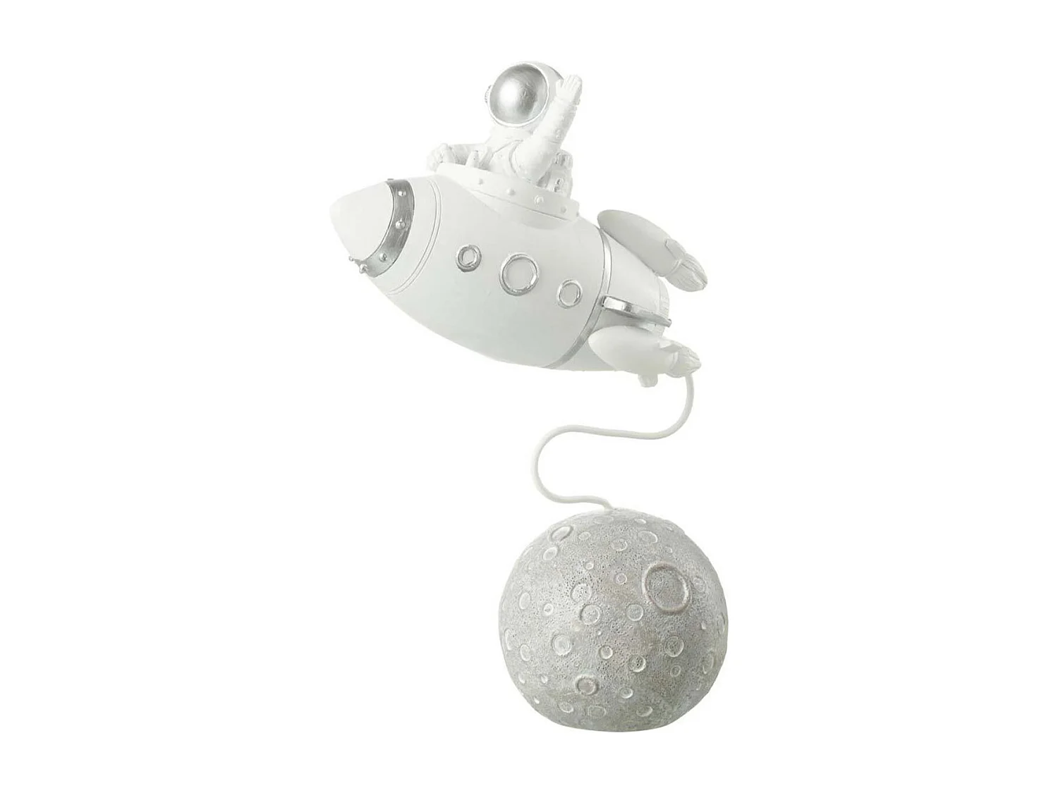 Statuette Déco "Fusée Astronaute" 22cm Blanc