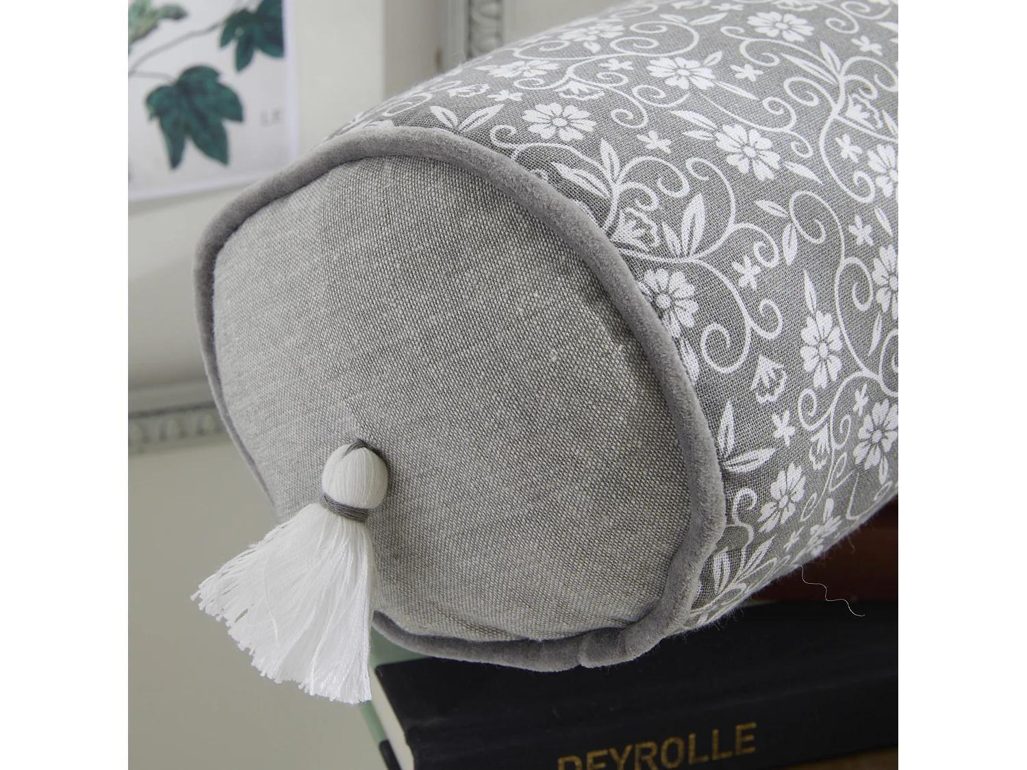 Coussin tube 100% coton. M/HomeGris.06 15x45cm