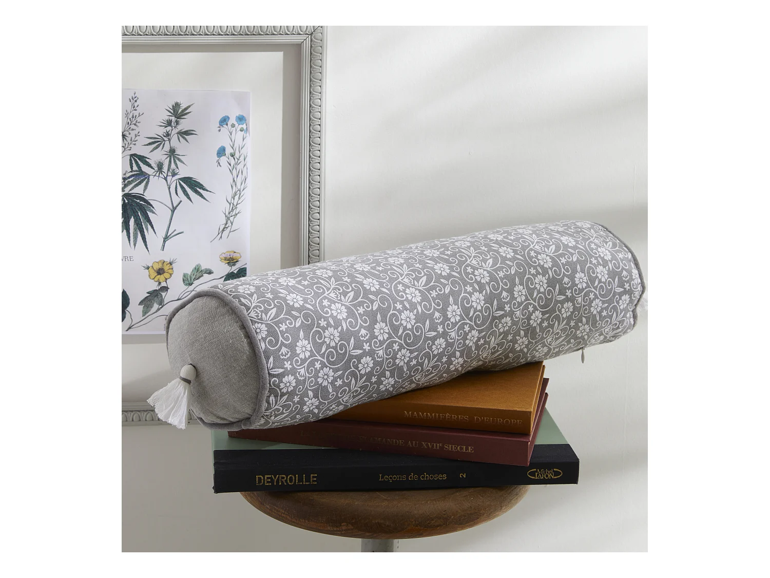 Coussin tube 100% coton. M/HomeGris.06 15x45cm
