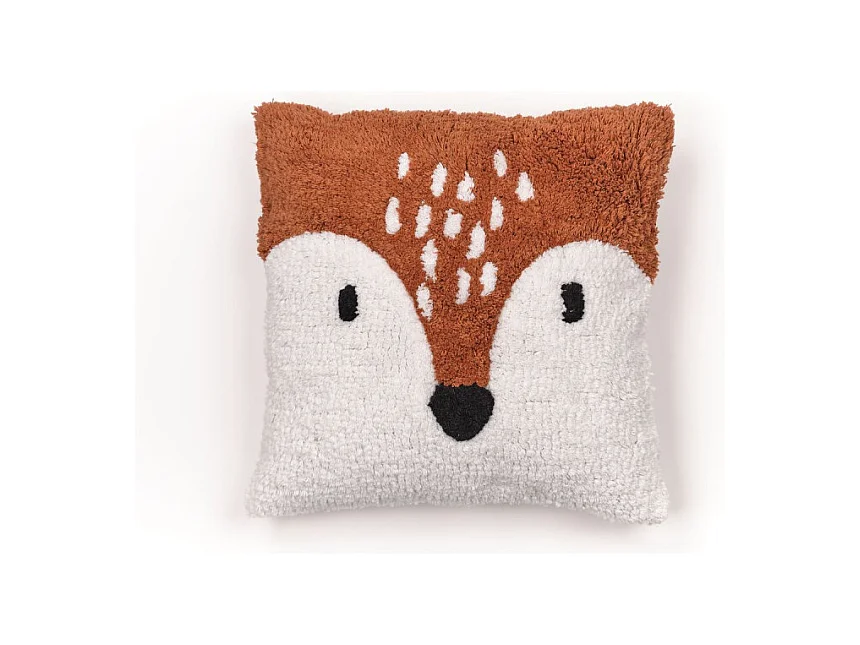 Coussin avec motif animal de remplissage pour enfants, tissu de coton touffeté. M/Fox 40x40cm