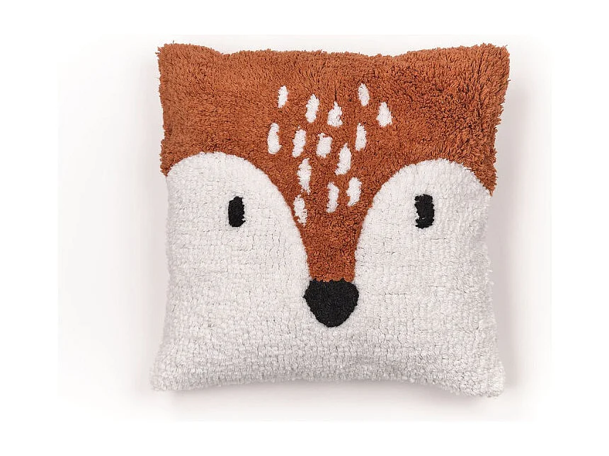 Coussin avec motif animal de remplissage pour enfants, tissu de coton touffeté. M/Fox 40x40cm