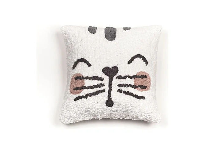 Cuscino con imbottitura per bambini design animale, tessuto di cotone trapuntato. M/Cat 40x40cm