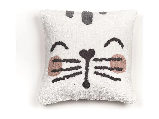 Cuscino con imbottitura per bambini design animale, tessuto di cotone trapuntato. M/Cat 40x40cm