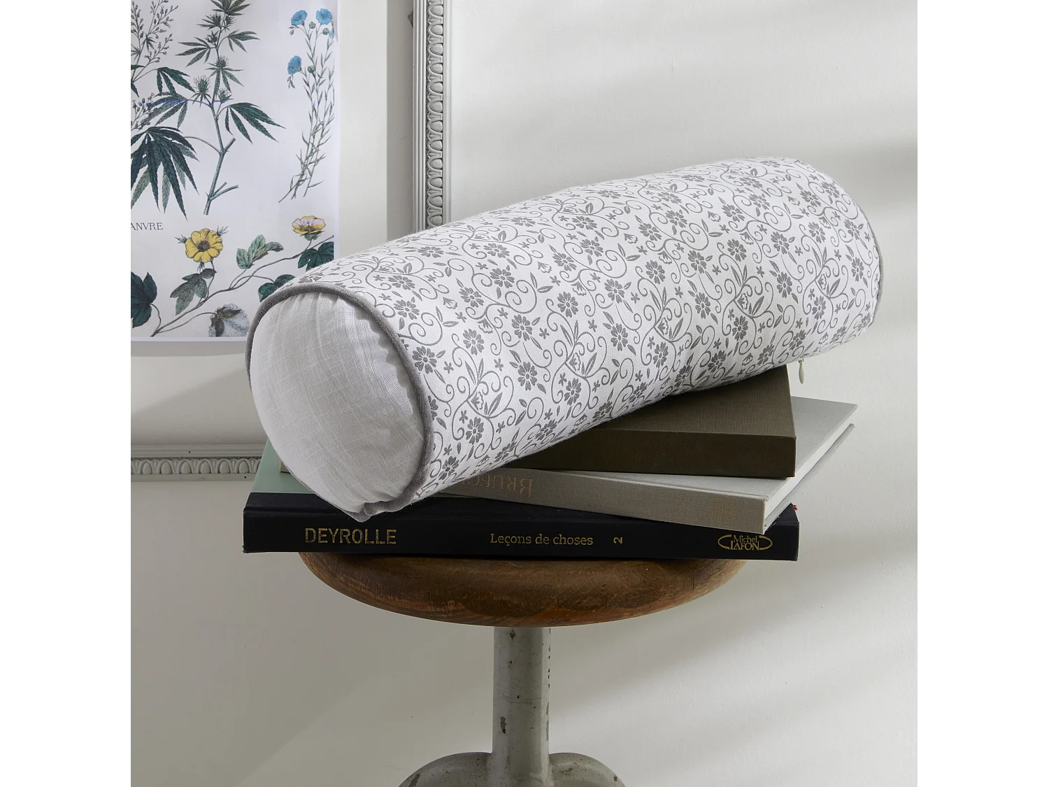 Coussin tube 100% coton. M/HomeGris.07 15x45cm