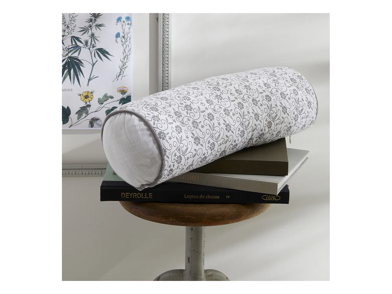 Coussin tube 100% coton. M/HomeGris.07 15x45cm