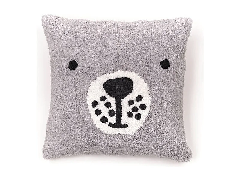 Coussin avec motif animal de remplissage pour enfants, tissu de coton touffeté. M/Ours 40x40cm
