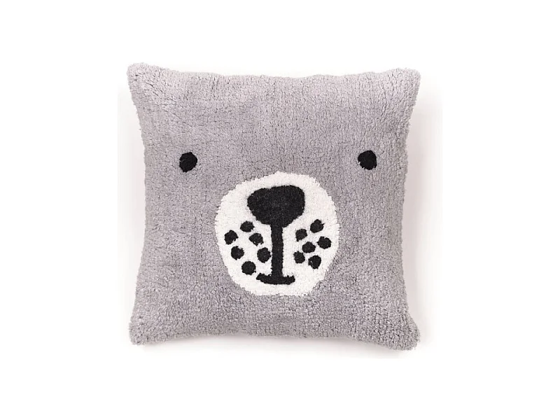 Coussin avec motif animal de remplissage pour enfants, tissu de coton touffeté. M/Ours 40x40cm