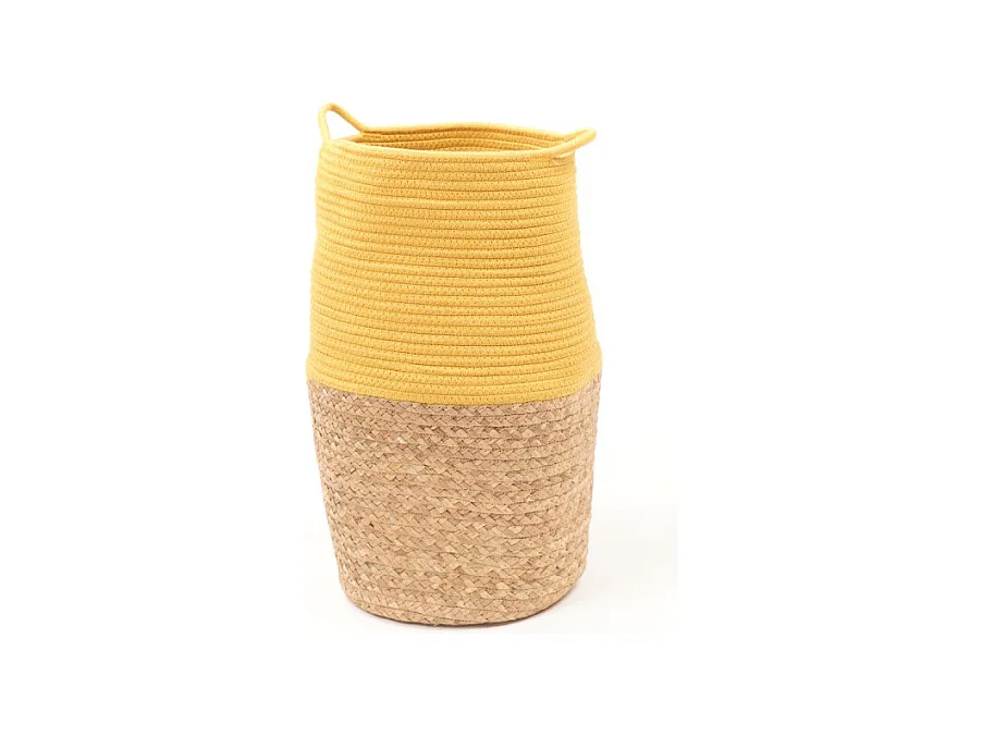 Panier en jute et corde teinte. Ocre 50x30cm