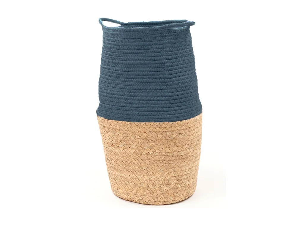Panier en jute et corde teinte. Bleu pétrole 50x30cm