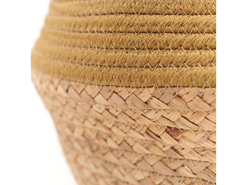 Jute mand en geverfd touw. Brons 27x23cm