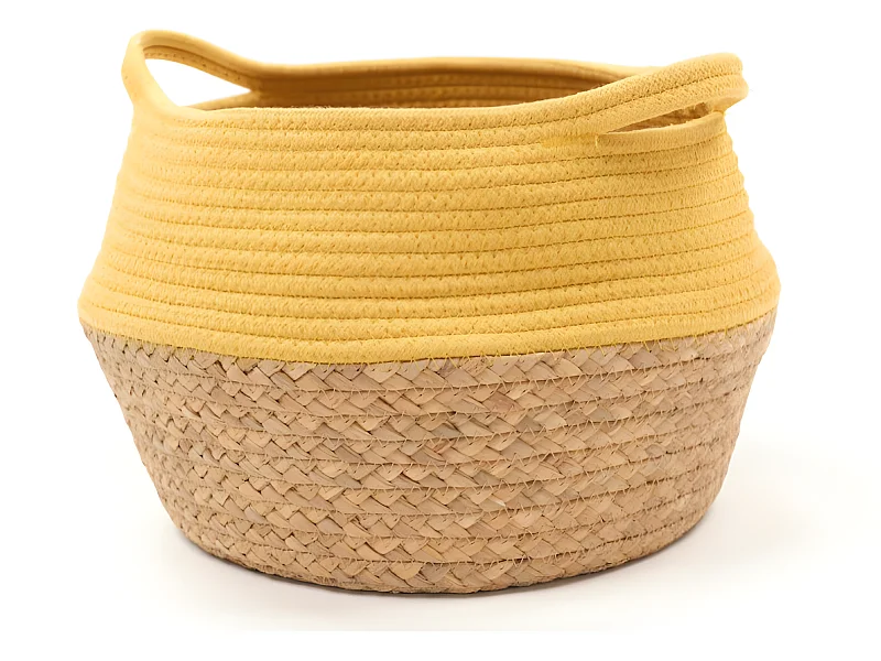 Jute mand en geverfd touw. Oker 27x23cm