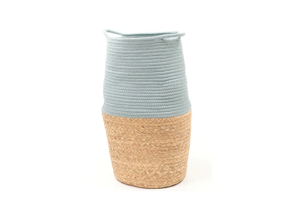 Jute mand en geverfd touw. Turkoois 50x30cm