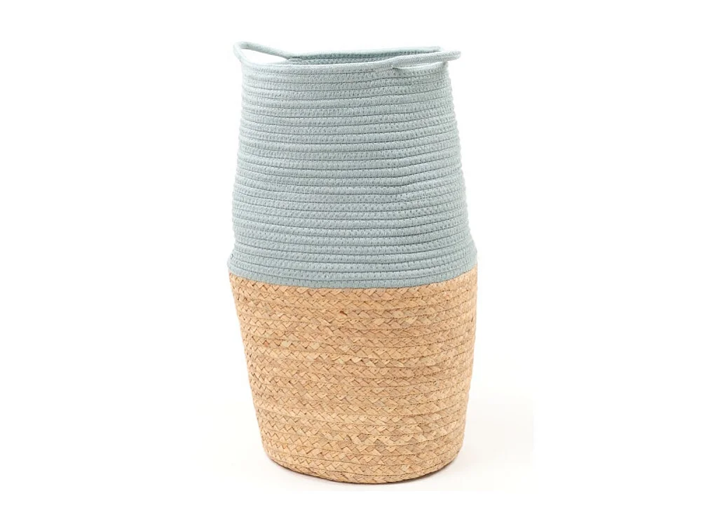 Jute mand en geverfd touw. Turkoois 50x30cm