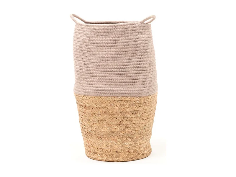 Panier en jute et corde teinte. Rose 50x30cm