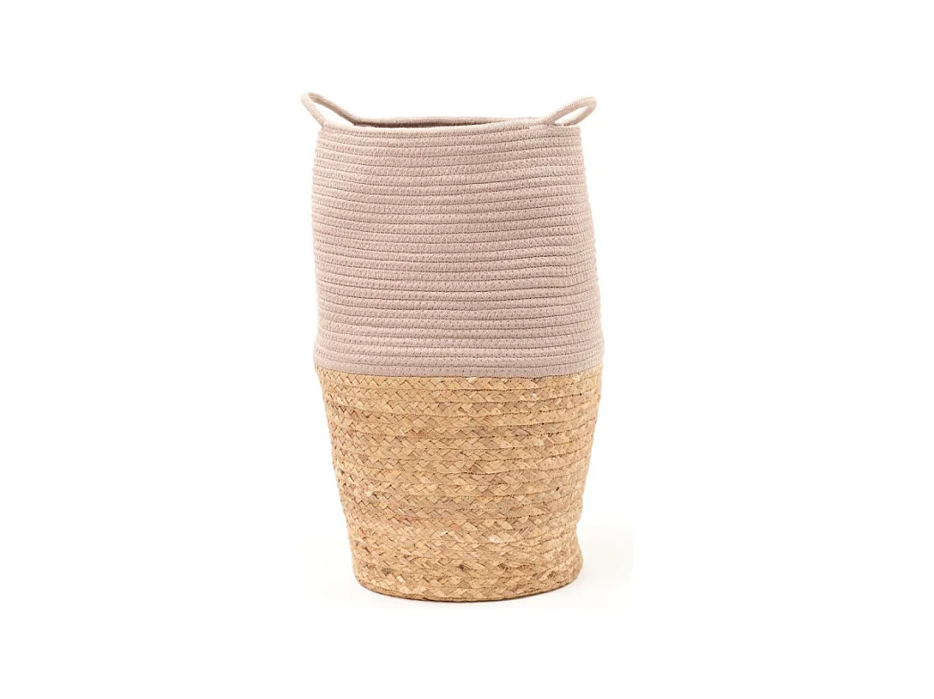 Panier en jute et corde teinte. Rose 50x30cm