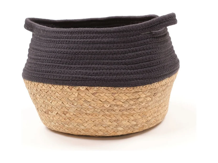 Jute mand en geverfd touw. Houtskool 27x23cm