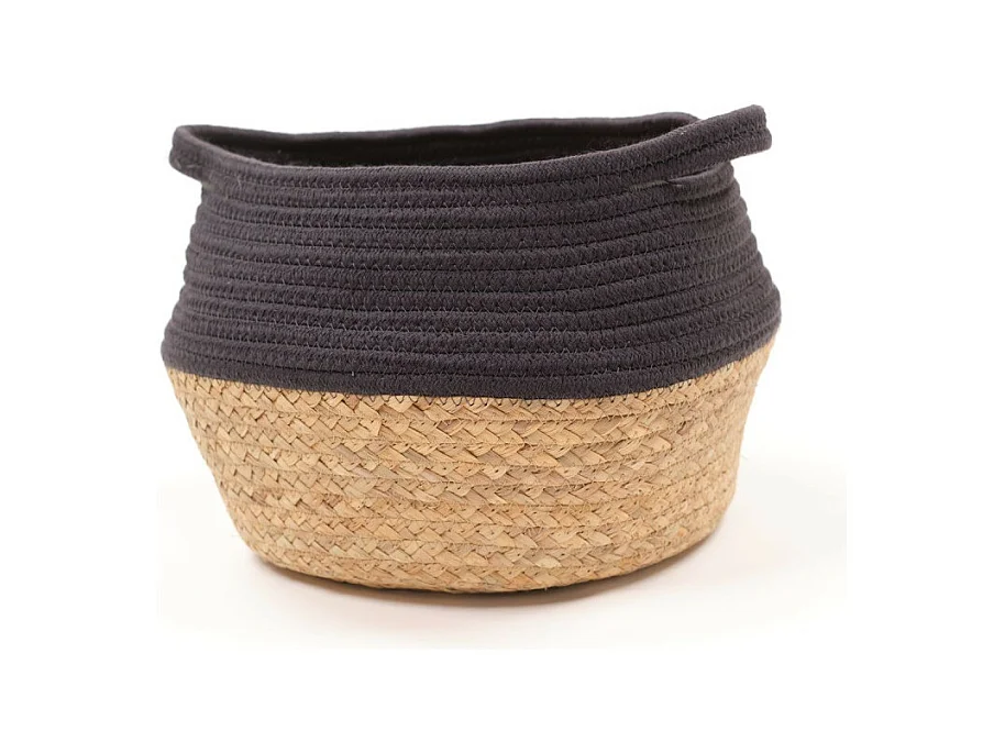 Panier en jute et corde teinte. Carbone 27x23cm