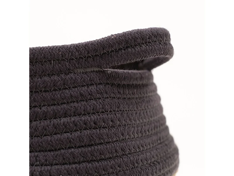 Cesto di iuta e corda tinta. Carbonio 27x23cm