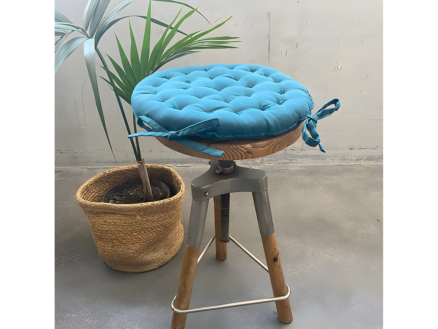 Coussin de chaise rond Bleu pétrole