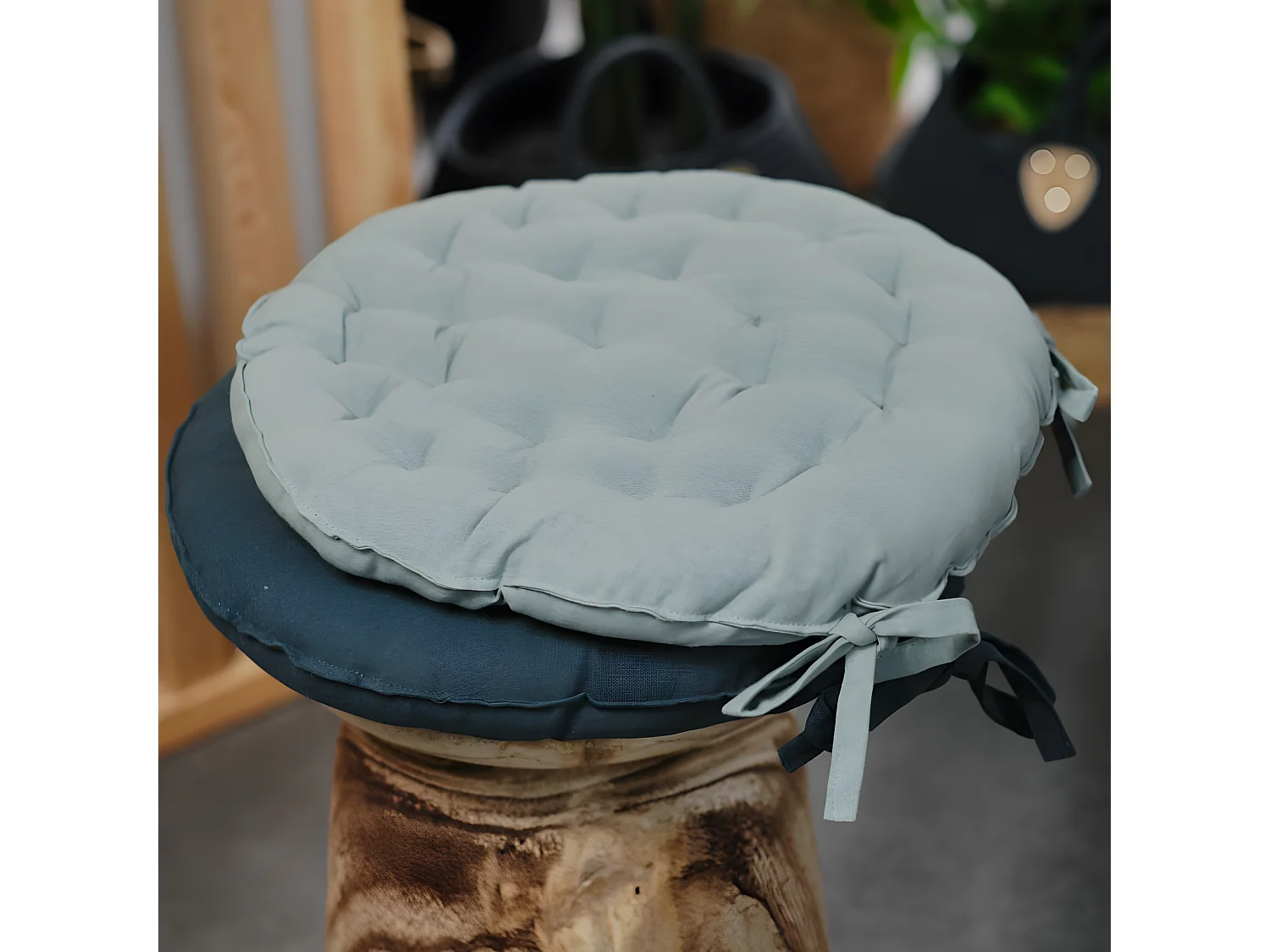 Coussin de chaise rond Bleu pétrole