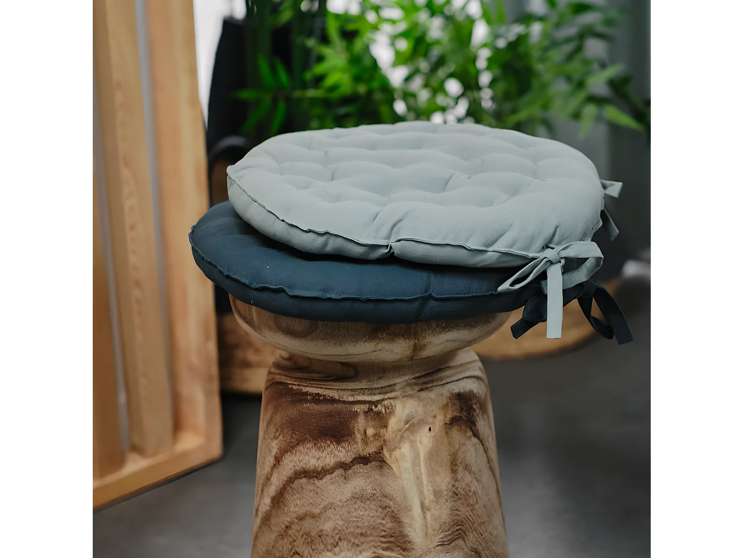 Coussin de chaise rond Bleu pétrole