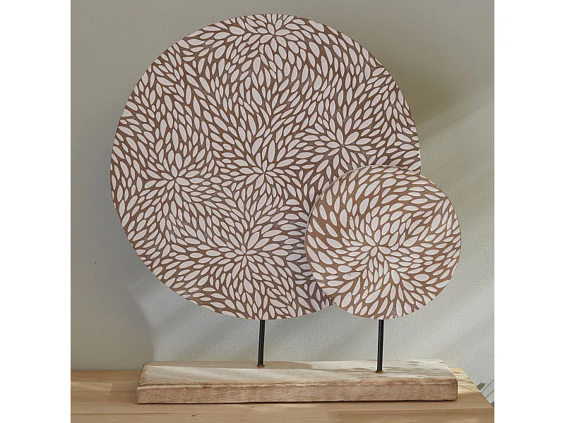 Détail de décoration cercles en bois de poignée 30,5x6,3x40cm