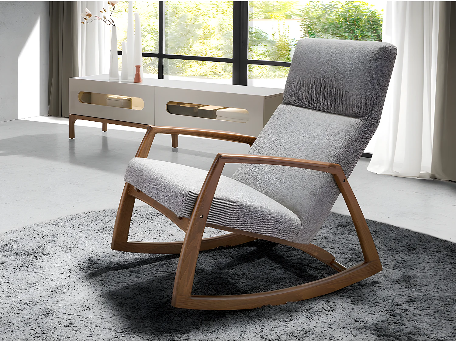 Fauteuil à bascule en tissu gris 5106 ANGEL CERDA