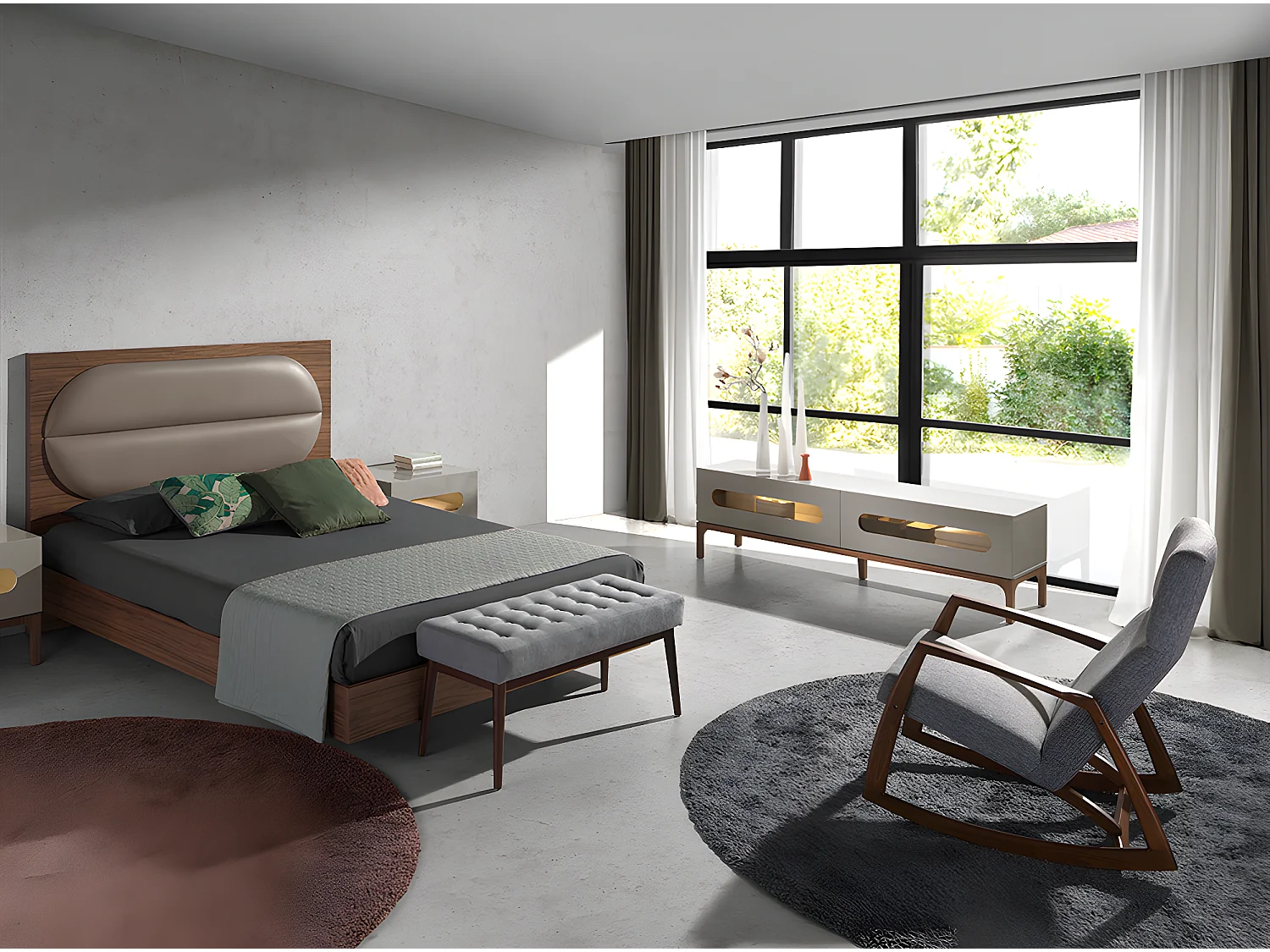 Fauteuil à bascule en tissu gris 5106 ANGEL CERDA