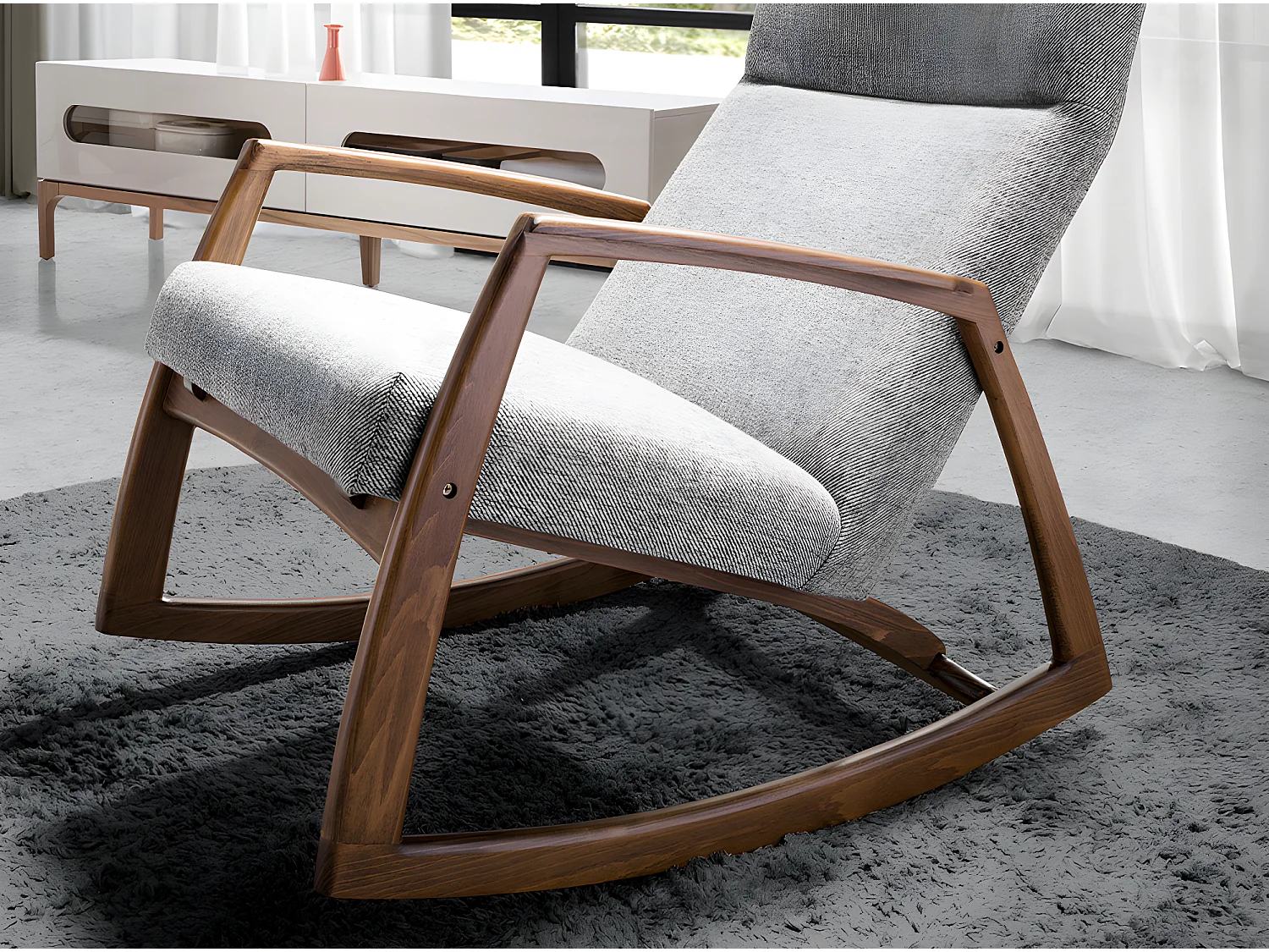 Fauteuil à bascule en tissu gris 5106 ANGEL CERDA