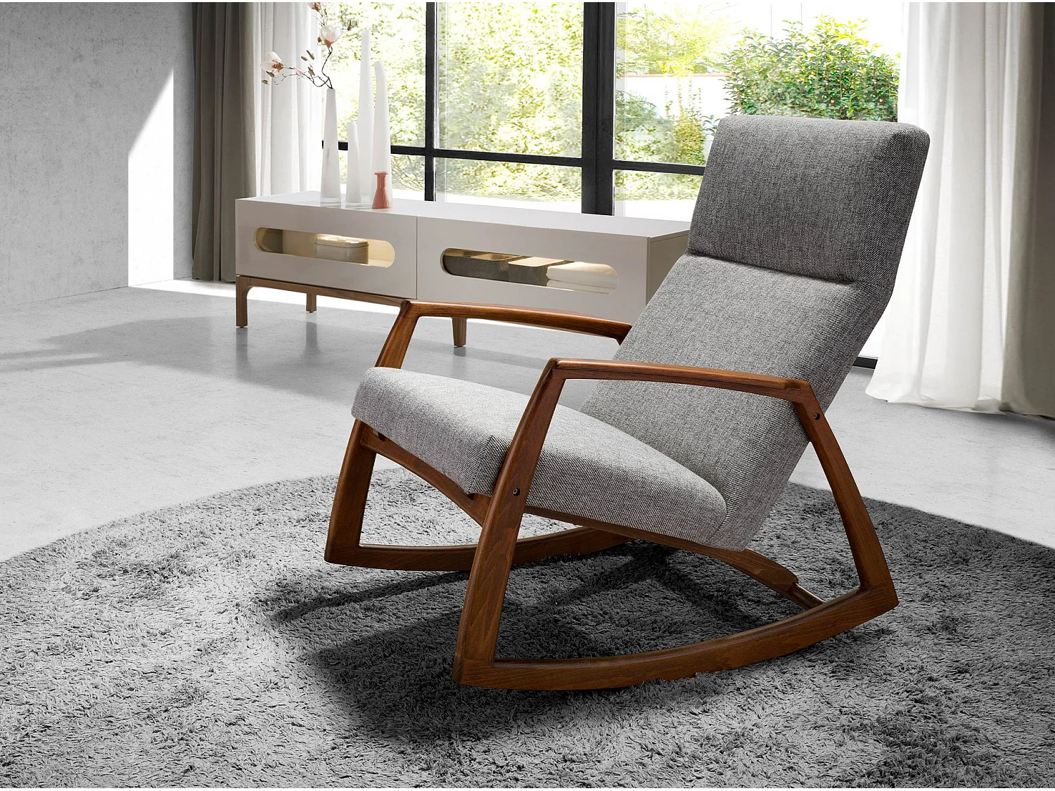 Fauteuil à bascule en tissu gris 5106 ANGEL CERDA