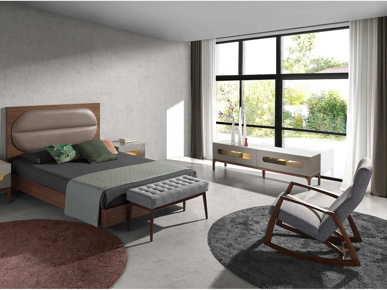 Fauteuil à bascule en tissu gris 5106 ANGEL CERDA