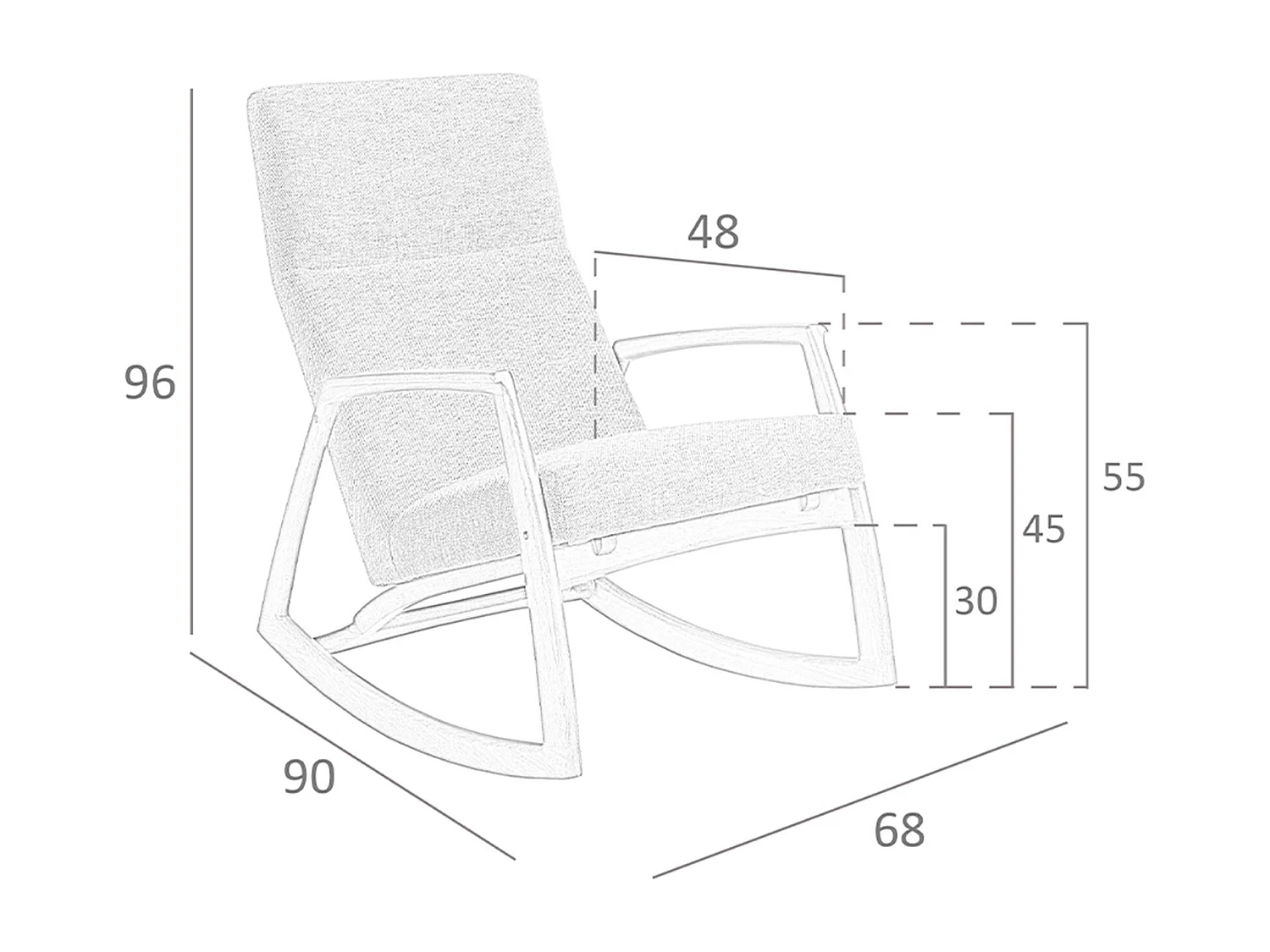 Fauteuil à bascule en tissu gris 5106 ANGEL CERDA
