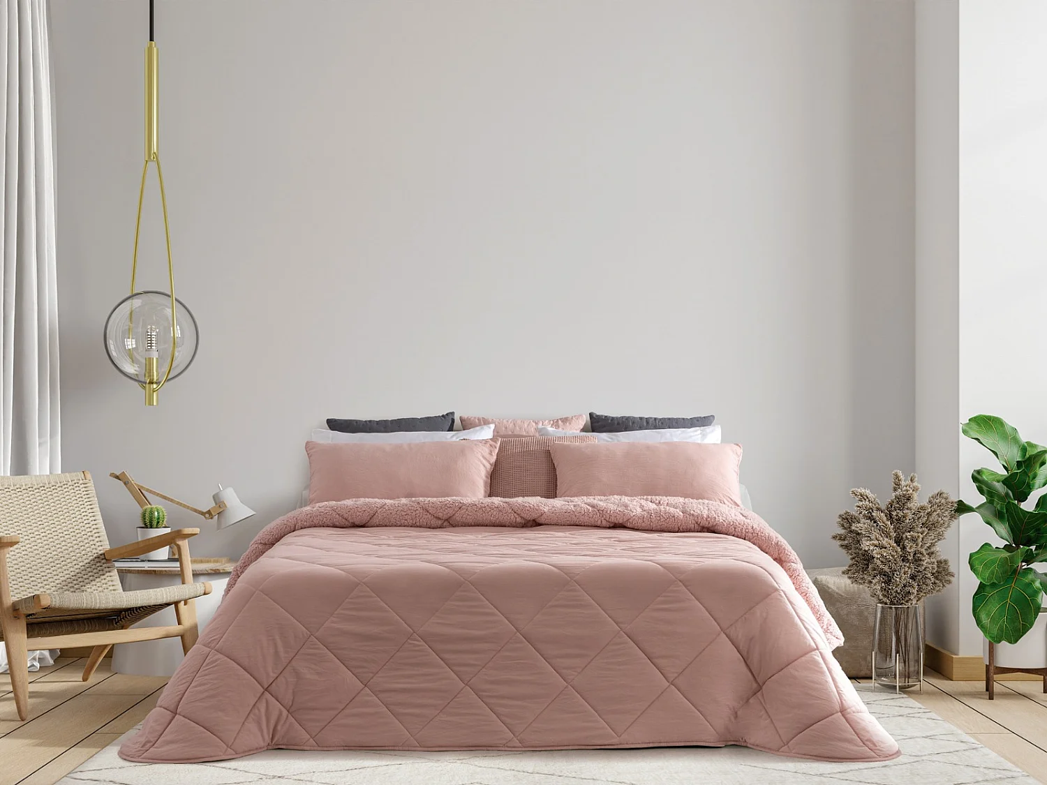 3-laags Sherpa winter comfort dekbed M/ Elegance Pink 235x260cm