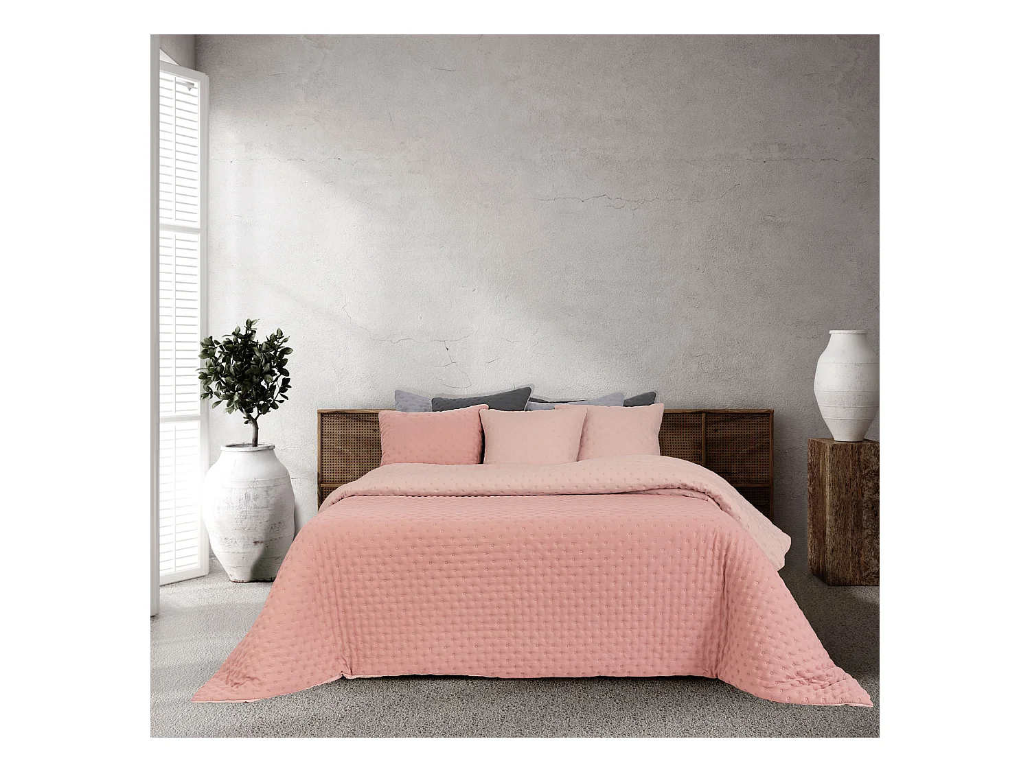 Edredón de invierno liso reversible Rosa 250x260cm