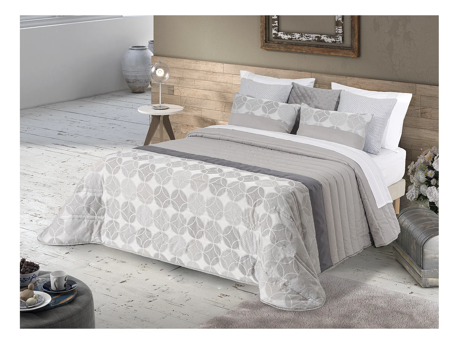Couette d’hiver avec jacquards combinés Gris 250x270cm