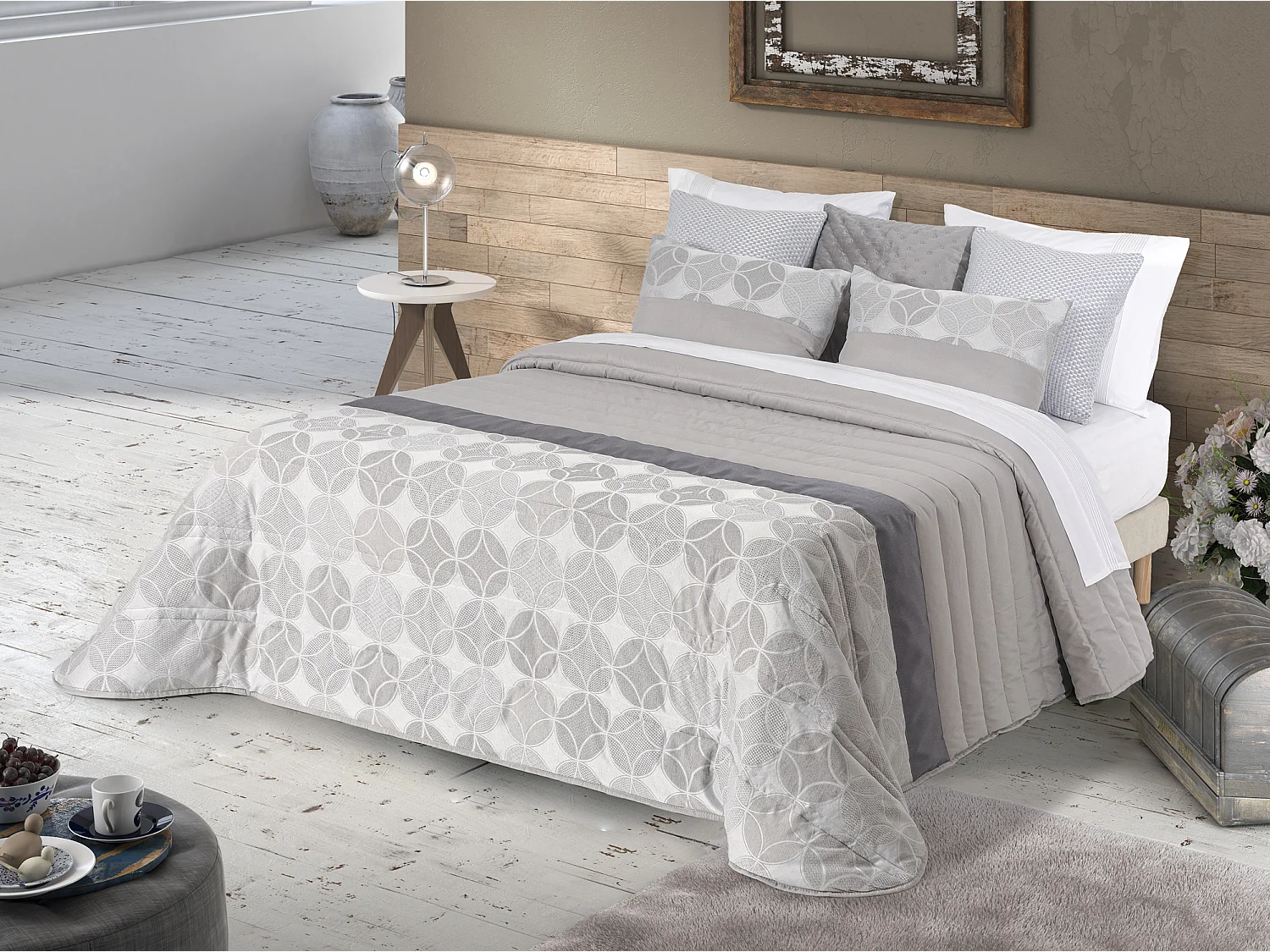 Couette d’hiver avec jacquards combinés Gris 250x270cm