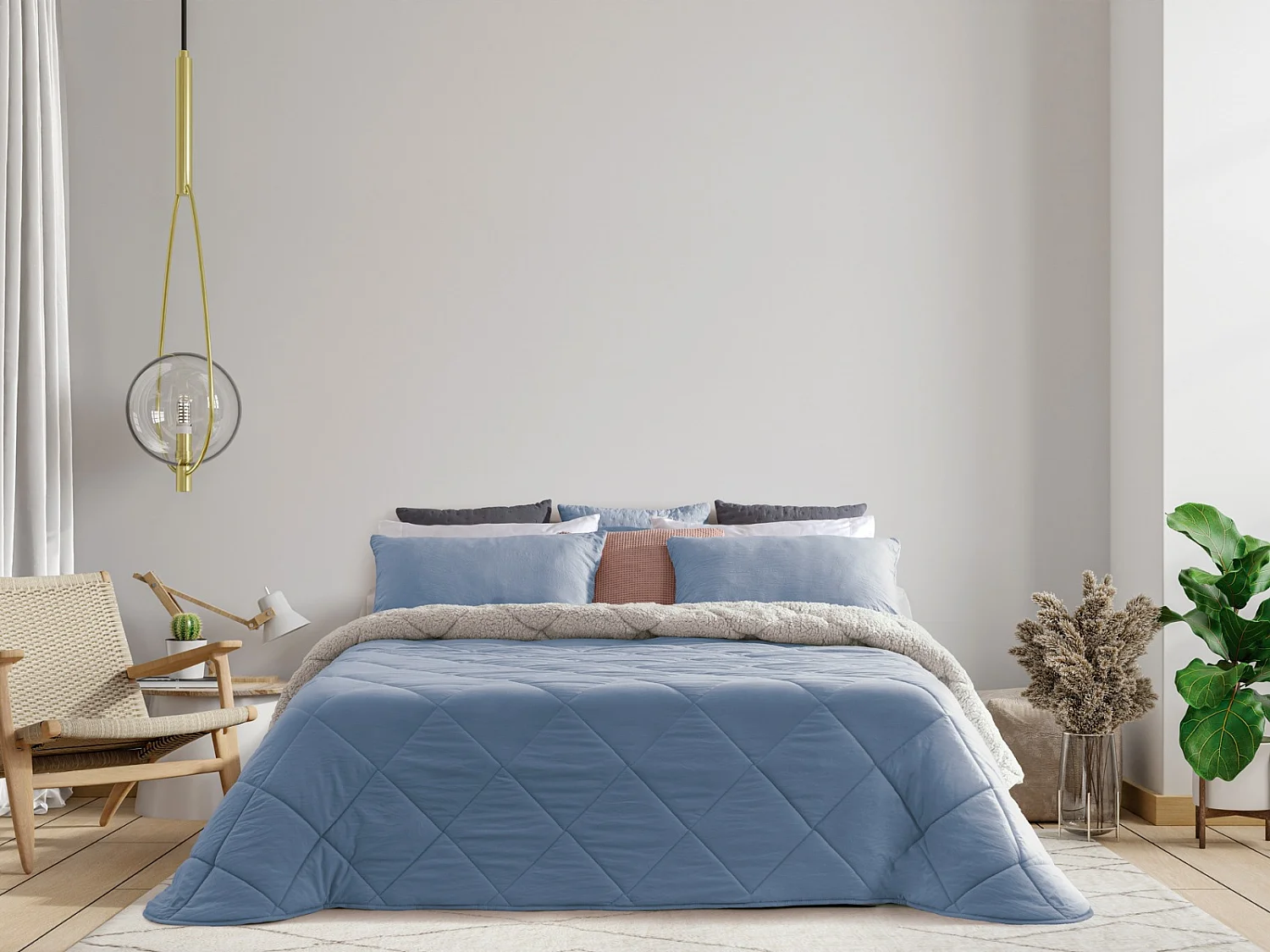 Piumino invernale Comfort Sherpa 3 strati M/ Elegance Blue 235x260cm