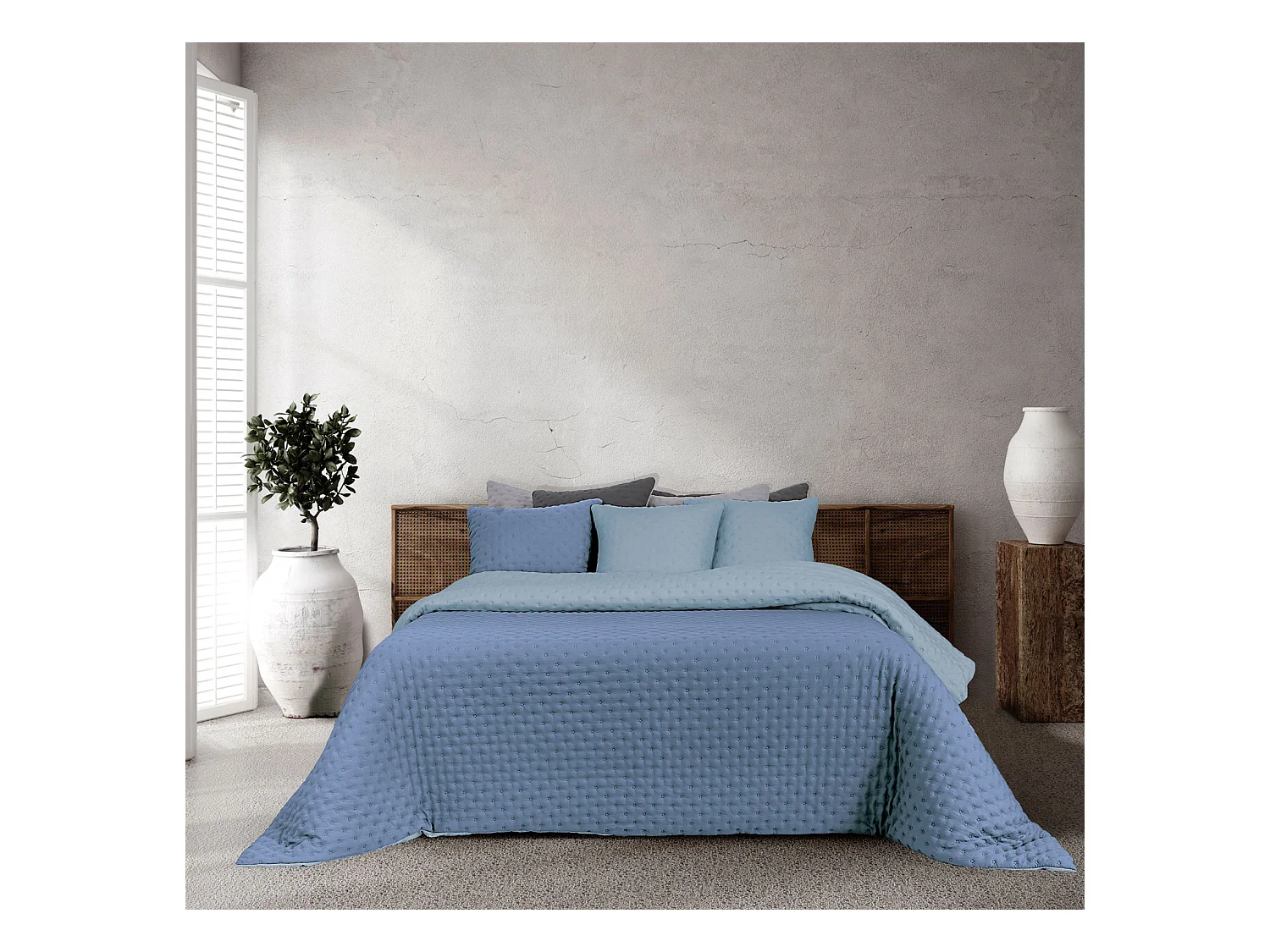 Edredón de invierno liso reversible Azul 235x260cm