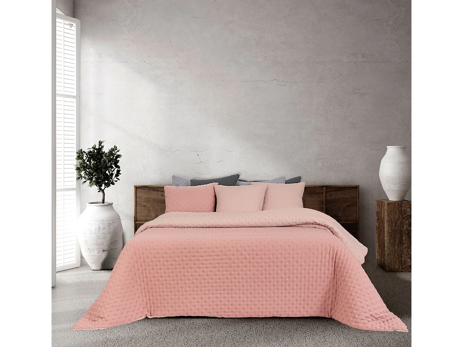 Roze omkeerbaar effen winterdekbed 185x260cm