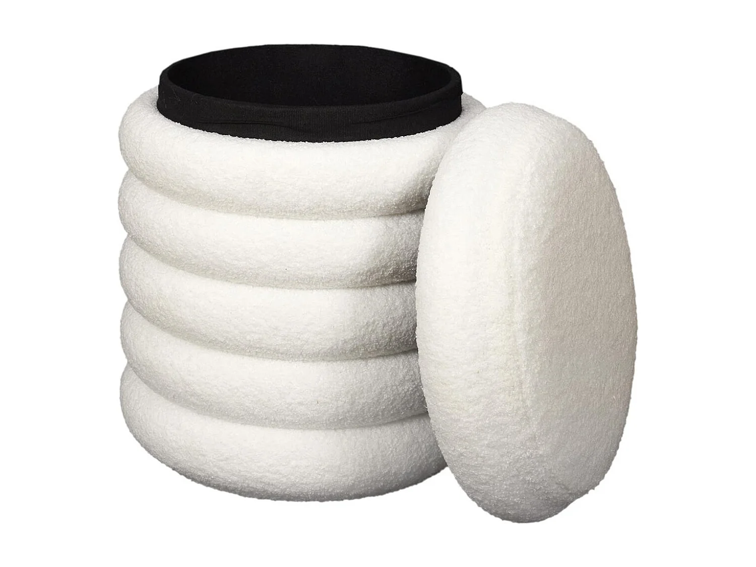 FLOKI - Pouf-Coffre Ø37cm Matelassé Blanc