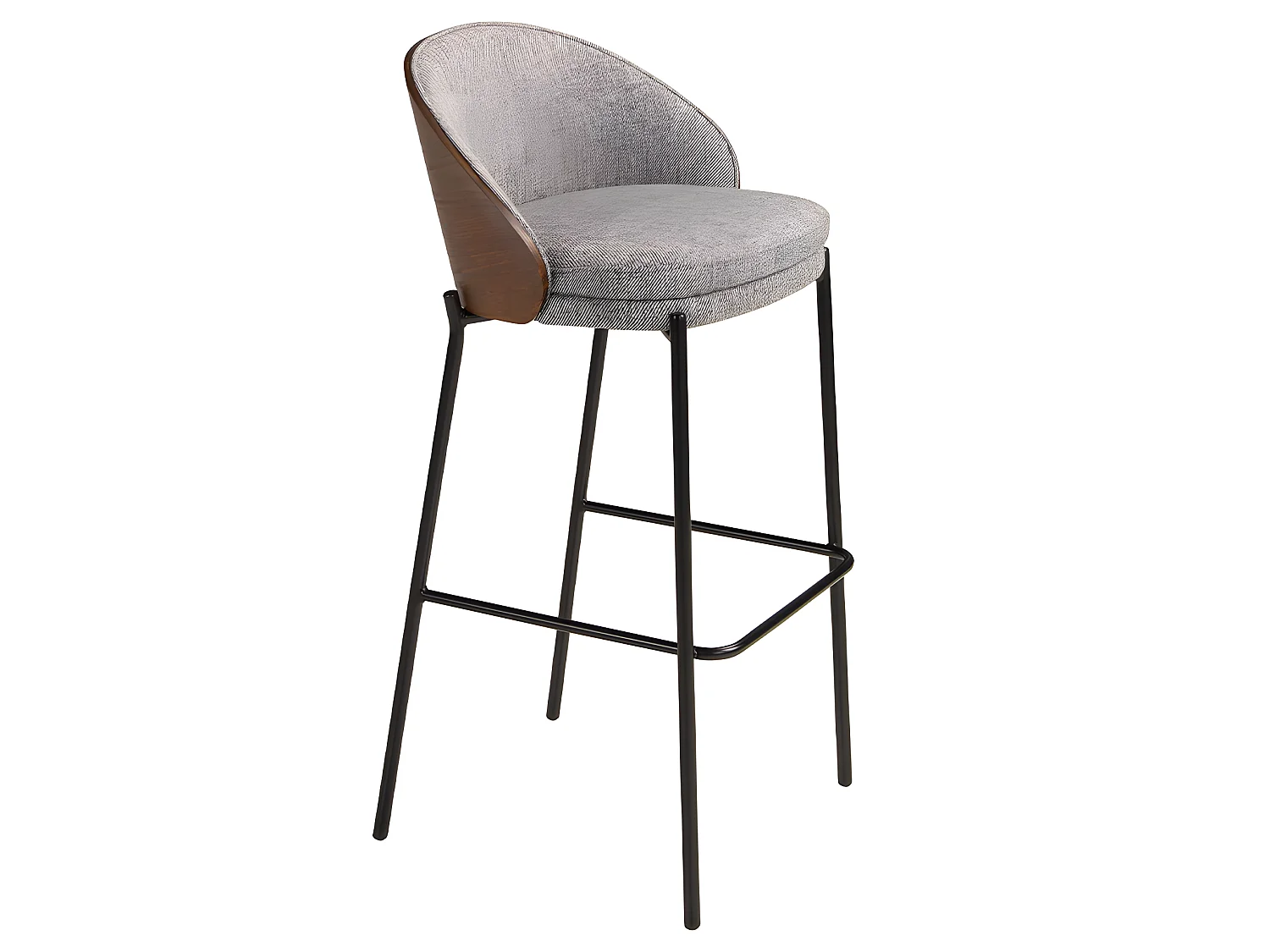 Tabouret en tissu gris et noyer 4127 ANGEL CERDA