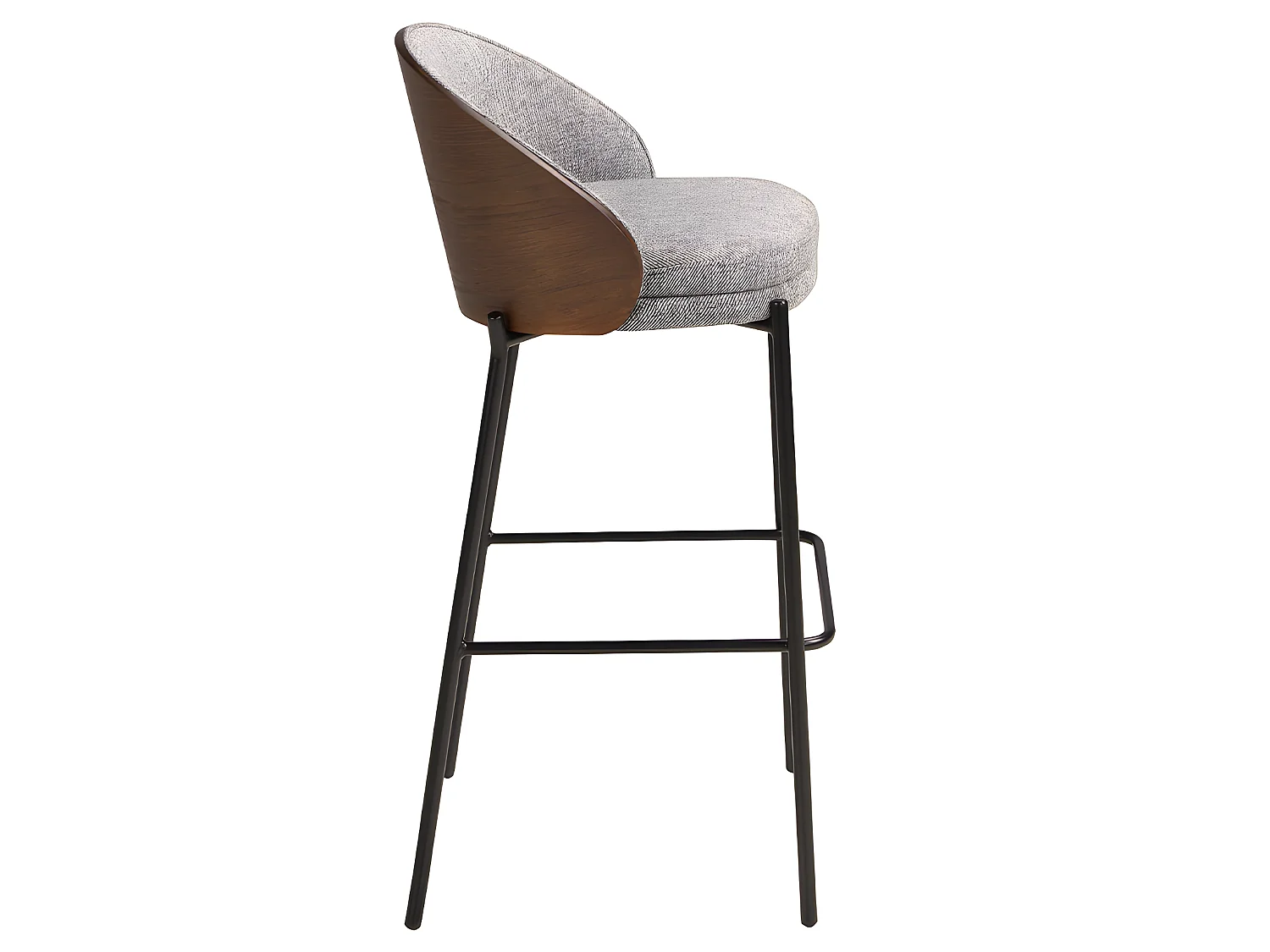 Tabouret en tissu gris et noyer 4127 ANGEL CERDA