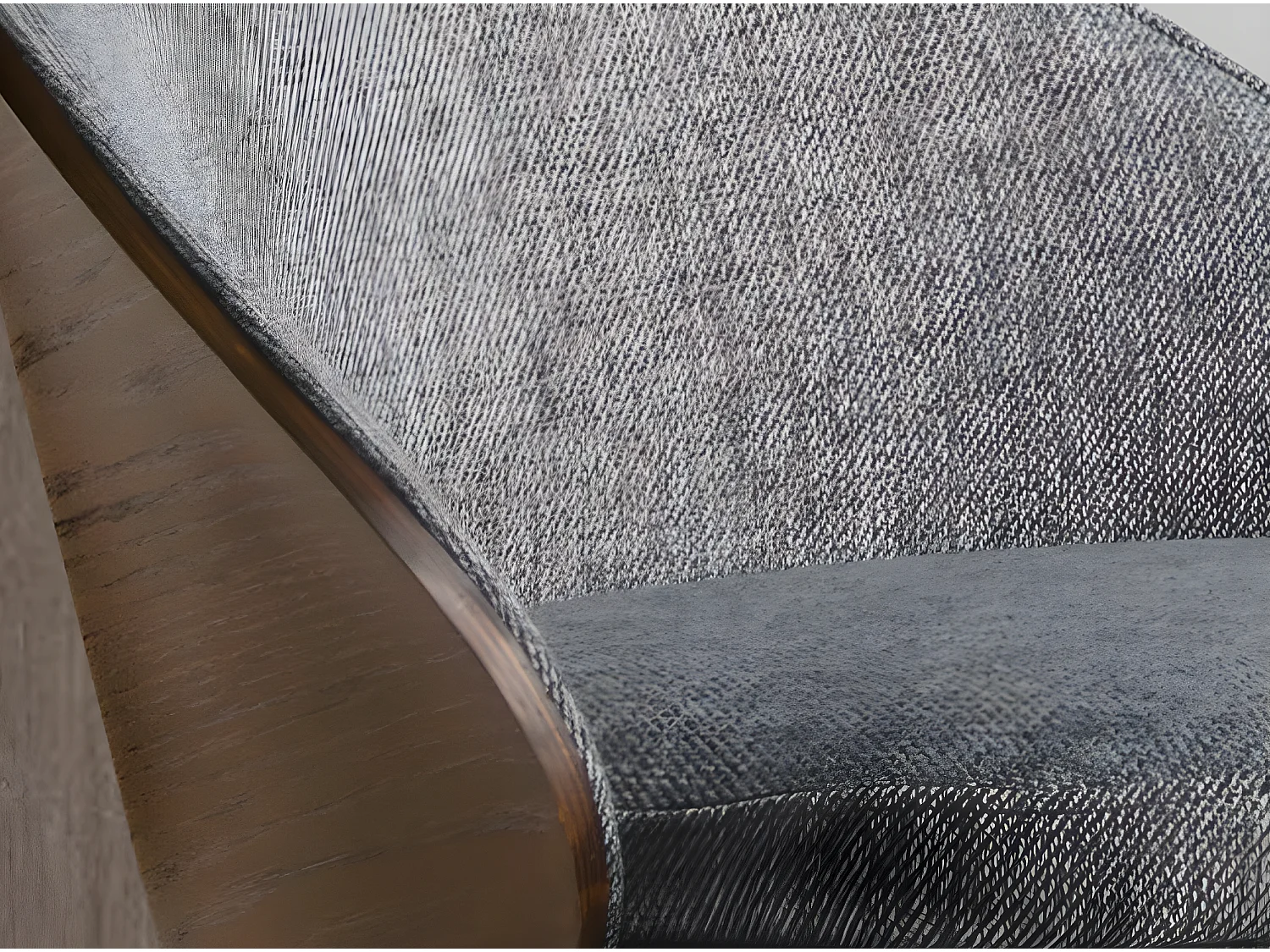 Tabouret en tissu gris et noyer 4127 ANGEL CERDA