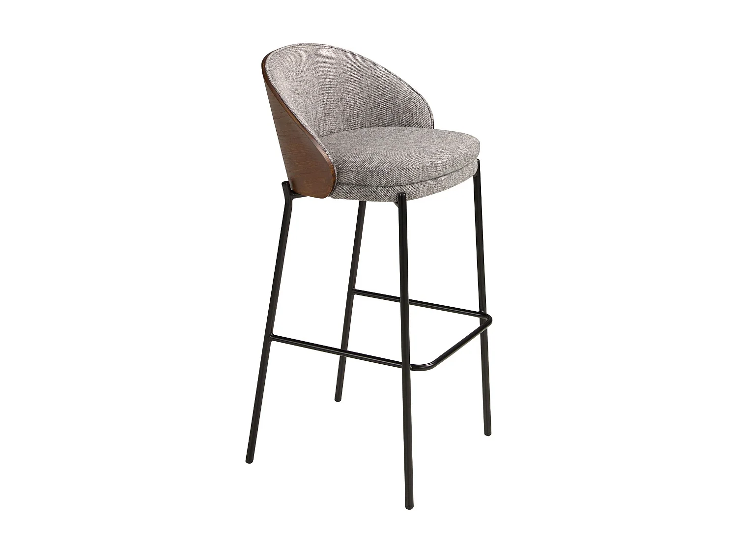 Tabouret en tissu gris et noyer 4127 ANGEL CERDA