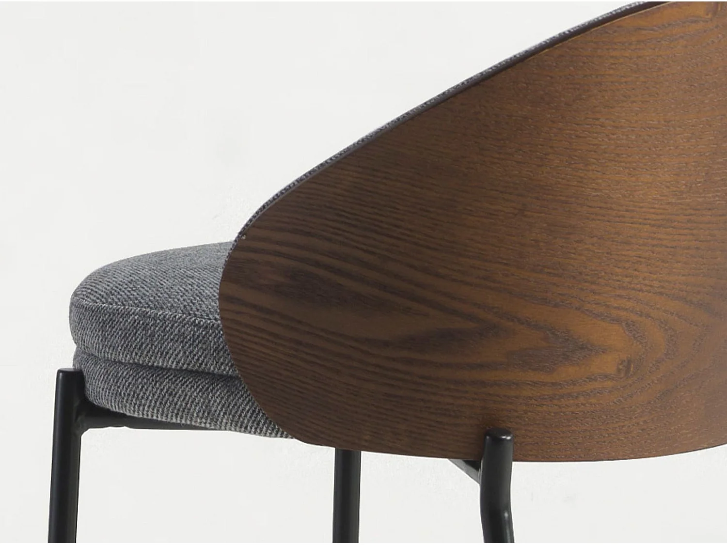 Tabouret en tissu gris et noyer 4127 ANGEL CERDA