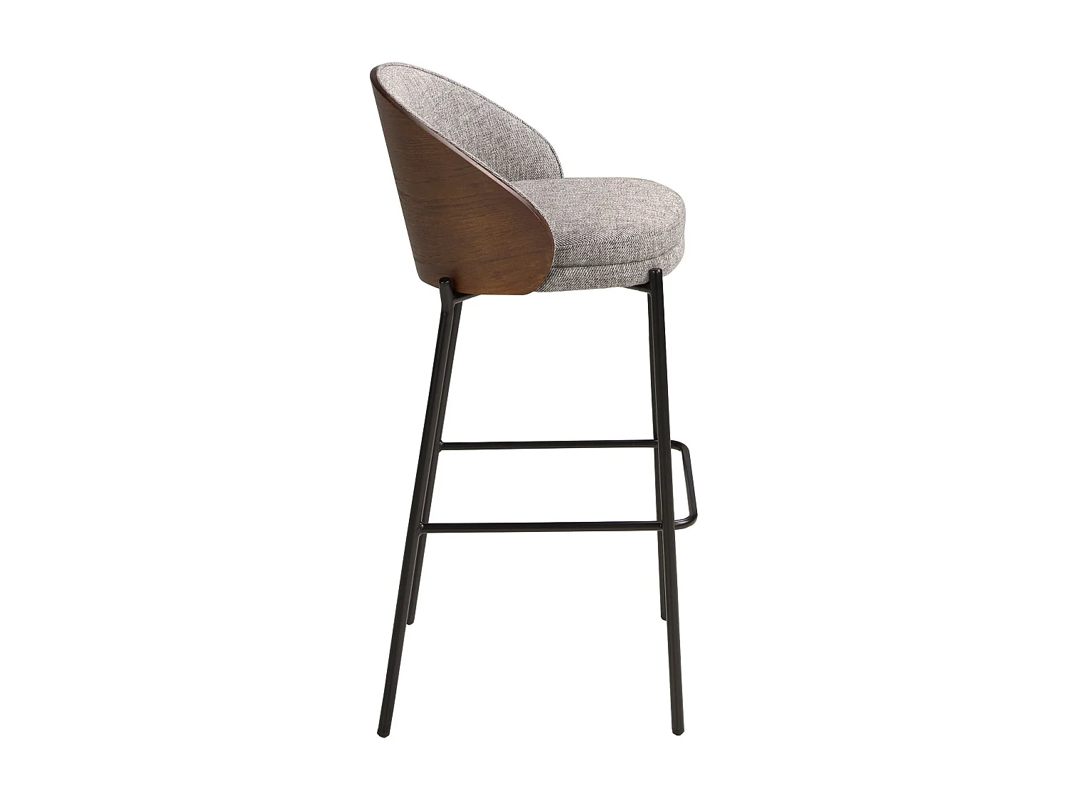 Tabouret en tissu gris et noyer 4127 ANGEL CERDA