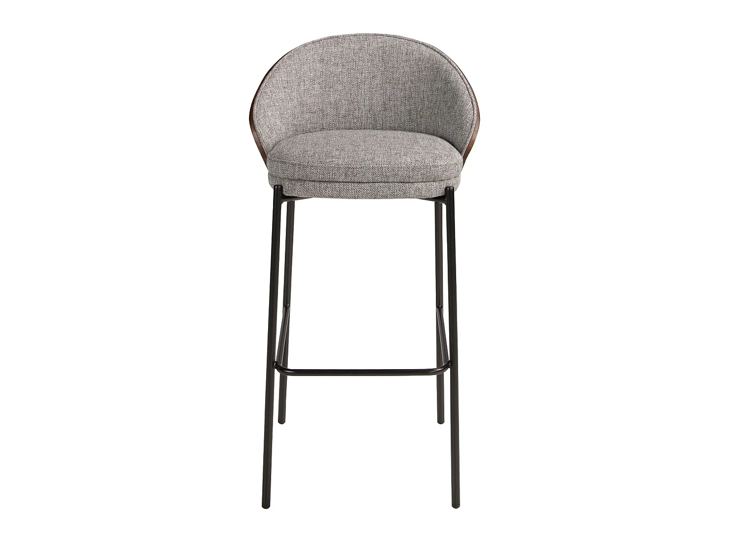 Hocker aus grauem Stoff und Walnussholz 4127 ANGEL CERDA