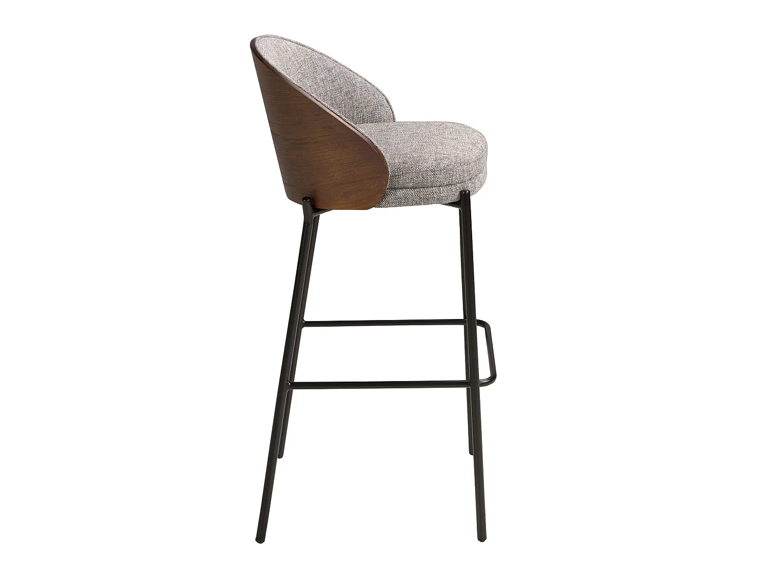 Hocker aus grauem Stoff und Walnussholz 4127 ANGEL CERDA